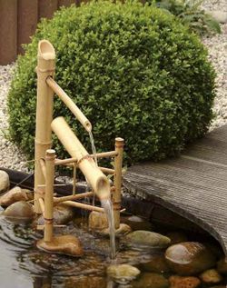 Fuente japonesa de bambú para jardín o estanque – efecto zen