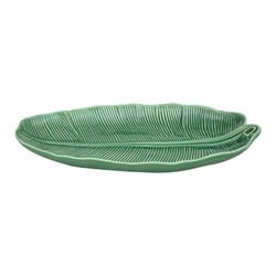 Fuente L de loza en verde, 50,5 x 28 x 6,5 cm | Hojas de bananero