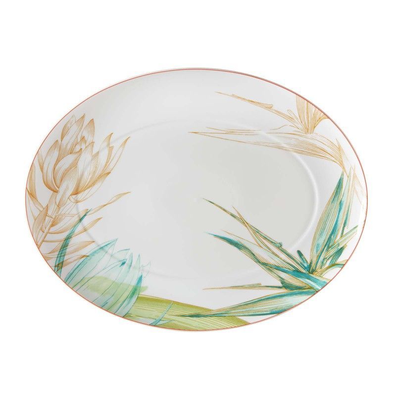 Fuente oval grande de porcelana, 41,6x32,3x2,9 cm | Fiji