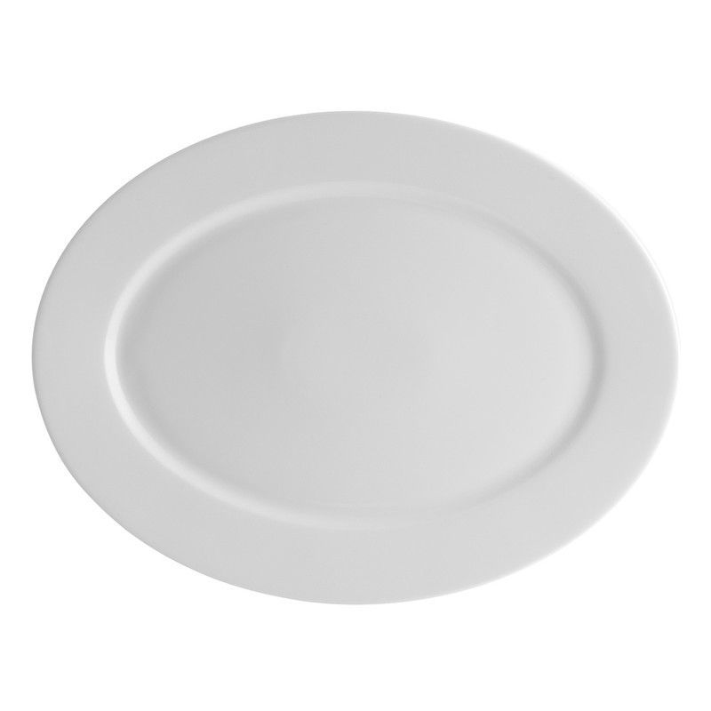 Fuente oval L de porcelana en blanco, 32,5 x 42,5 x 3,4 cm | Broadway White