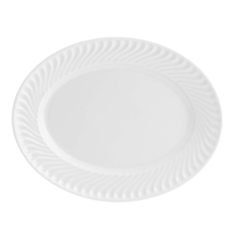 Fuente oval mediana de porcelana, 34,4x26,8x3,8 cm | Sagres