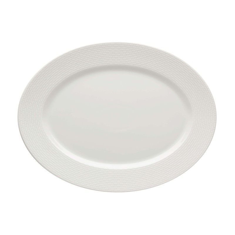 Fuente oval mediana de porcelana en blanco, 35,8 x 27,3 x 2,9 cm | Cesta