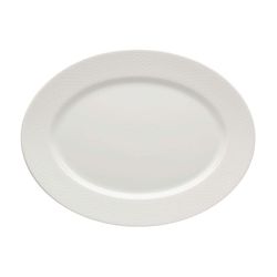 Fuente oval mediana de porcelana en blanco, 35,8 x 27,3 x 2,9 cm | Cesta
