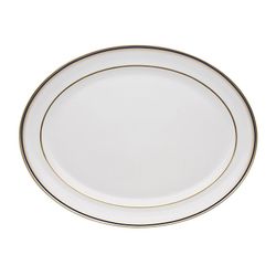 Fuente oval mediana de porcelana en blanco, azul y oro, 35 x 27,3 x 3,5 cm | Cambridge