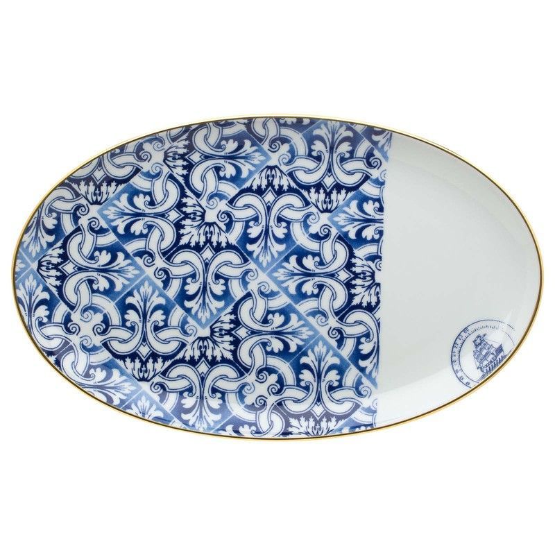 Fuente oval mediana porcelana Transatlântica, 33,8x21x2,5 cm