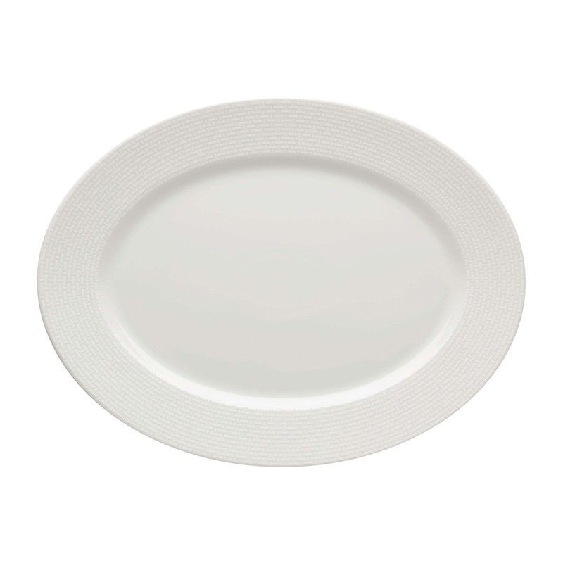 Fuente oval pequeña de porcelana en blanco, 32,6 x 24,8 x 2,6 cm | Cesta