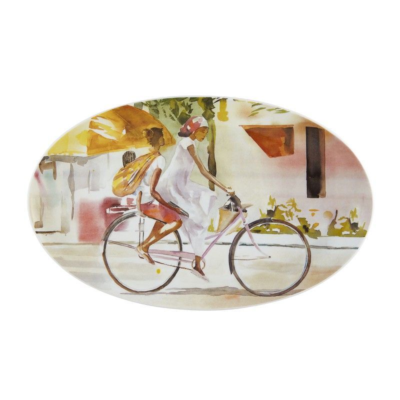 Fuente oval Sem Título de porcelana en multicolor, 39,4 x 24,5 x 2,4 cm | Pedalando