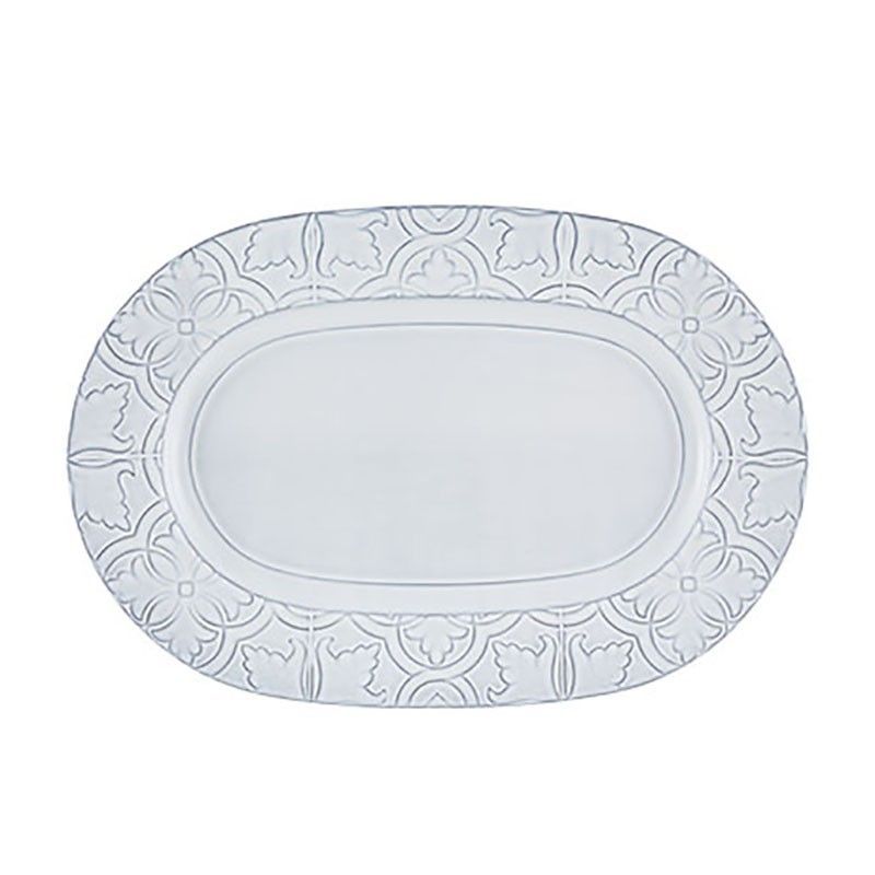 Fuente ovalada de loza en blanco envejecido, 37,8 x 26,2 x 3,8 cm | Rua Nova