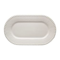 Fuente ovalada de loza en gris claro, 45 x 26,5 x 3,5 cm | Fantasía