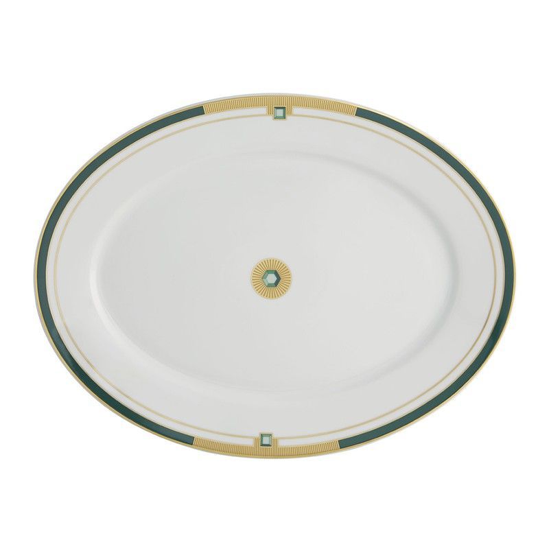 Fuente ovalada L de porcelana en multicolor, 42,5 x 32,5 x 3,4 cm | Emerald