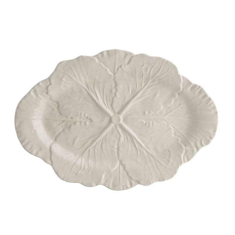 Fuente ovalada S de loza en blanco, 37,4 x 26 x 3,5 cm | Repollo blanco