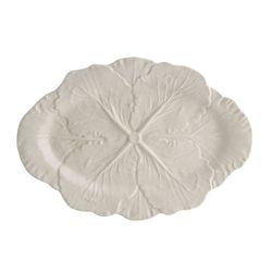 Fuente ovalada S de loza en blanco, 37,4 x 26 x 3,5 cm | Repollo blanco