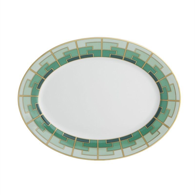 Fuente ovalada S de porcelana en multicolor, 35,8 x 27,3 x 2,9 cm | Emerald