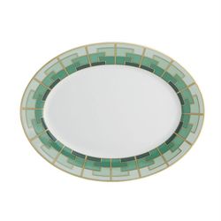 Fuente ovalada S de porcelana en multicolor, 35,8 x 27,3 x 2,9 cm | Emerald