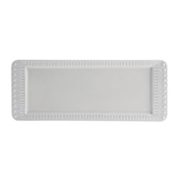 Fuente rectangular de loza en gris claro, 47,5 x 18,6 x 2,9 cm | Fantasía