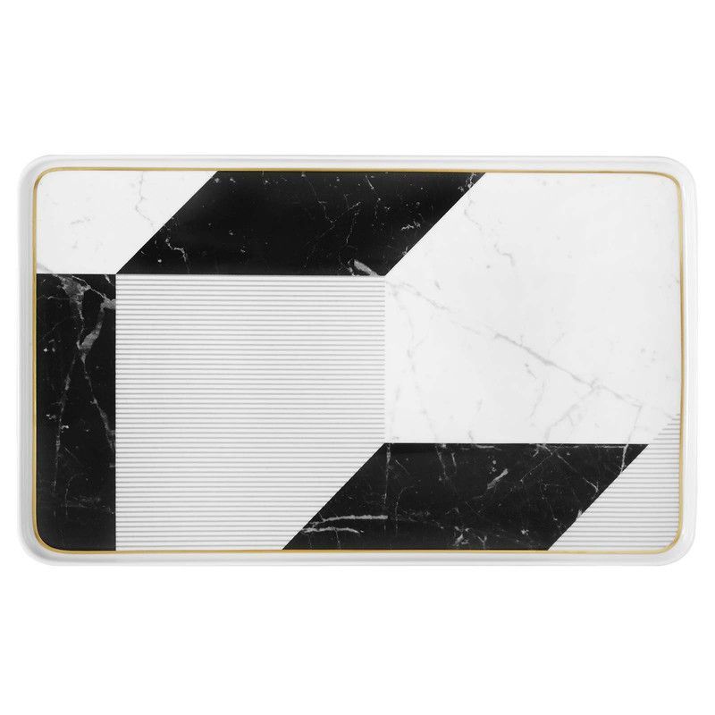 Fuente Rectangular Grande porcelana Carrara, 41.9 x 25.2 x 1.9 cm
