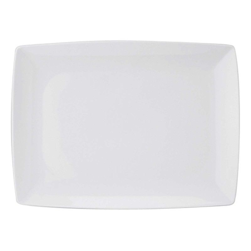 Fuente rectangular mediana porcelana Carré Whité, 31,7x20,1x2,8 cm