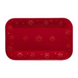 Fuente S de loza en rojo, 34,5 x 21,5 x 2,8 cm | Copos de Nieve