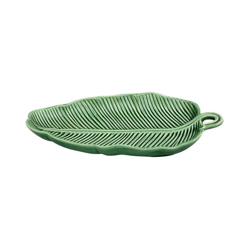 Fuente S de loza en verde, 26,5 x 14,5 x 4,5 cm | Hojas de bananero