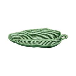 Fuente S de loza en verde, 26,5 x 14,5 x 4,5 cm | Hojas de bananero