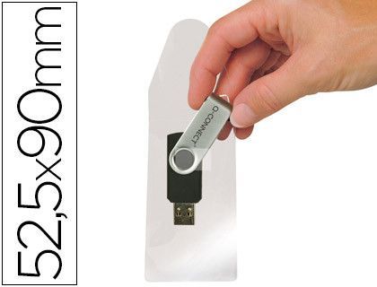 Funda Autoadhesiva Q-Connect para Memorias Usb Capacidad para 10 Unidades 52,5X 90 Mm