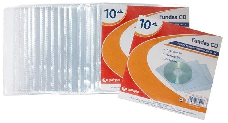 Funda CD PP 1/8 transparente, bolsa 10 und.
