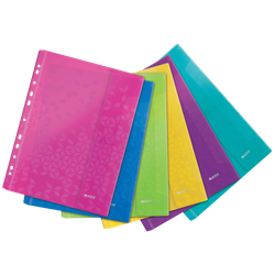 Funda con solapa WOW . PP. Multitaladro. Copysafe. DIN A4. 11 taladros, colores surtidos