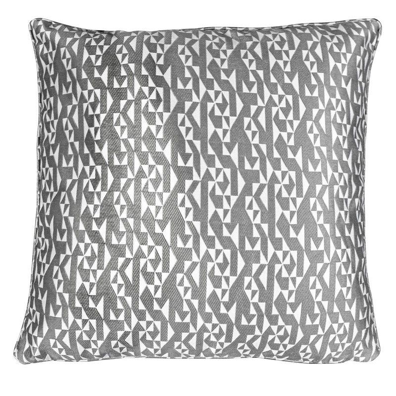 Funda de cojín con estampado geométrico gris/crudo, 60 x 60 cm |Breda