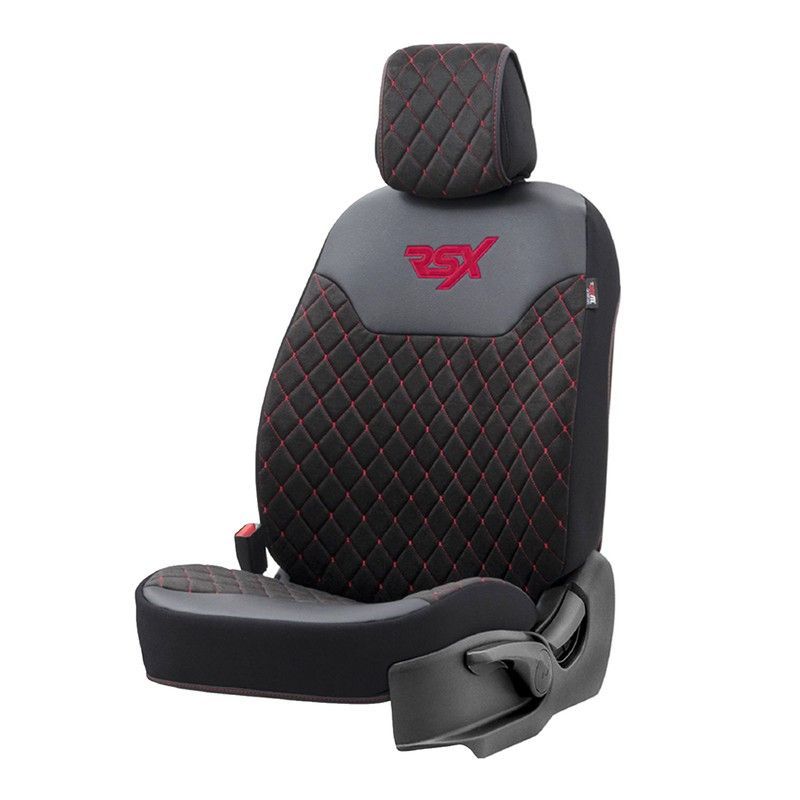 FUNDA DELANTERA POLIPIEL UNIVERSAL RSX DIAMOND COLOR NEGRO/ROJO