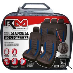 *FUNDA INTERIOR 100% POLIPIEL "MANSELL" COLOR NEGRA / AZUL, UNIVERSAL