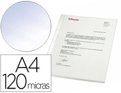 Funda multitaladro esselte din a4 polipropileno cristal 120 mc caja de 100 unidades