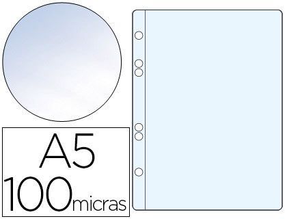 Funda Multitaladro Q-Connect Din A5 100 Mc Cristal 6 Taladros