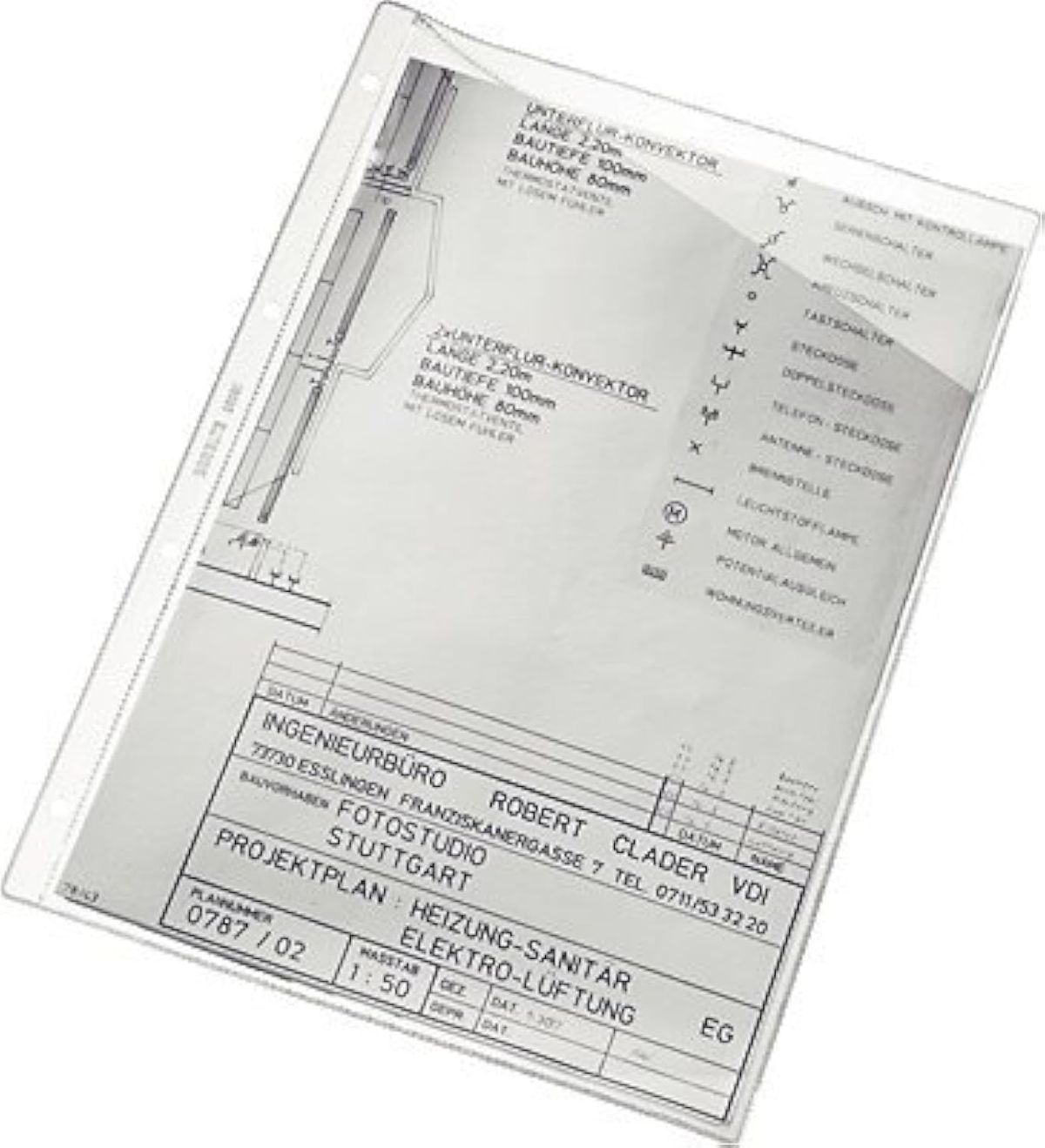 Funda para planos en PVC sin refuerzo. Caja de 100 fundas