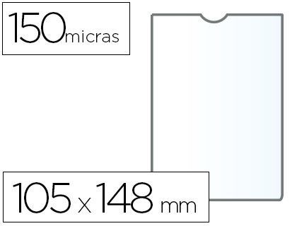 Funda Portadocumento Q-Connect Din A6 150 Micras Pvc Transparente con Uñero 105X148 Mm