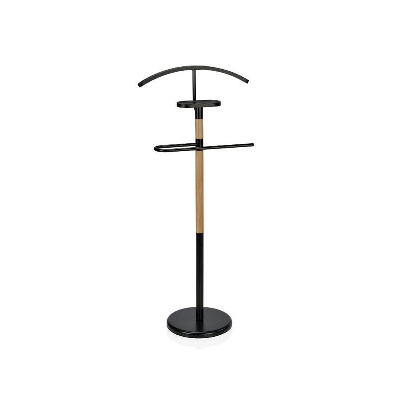 Galán de metal negro con madera, 46x28x113cm