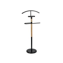 Galán de metal negro con madera, 46x28x113cm