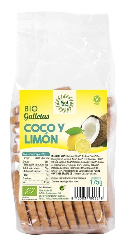 Galletas Con Coco Y Limon Bio 175 G