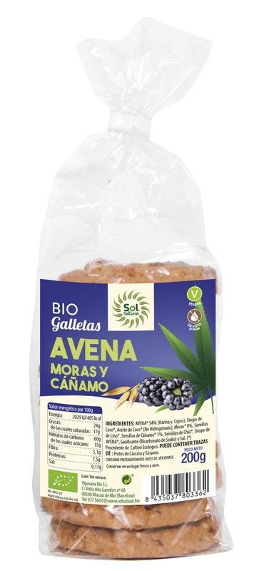 Galletas De Avena Moras Y Cañamo Bio 200 G