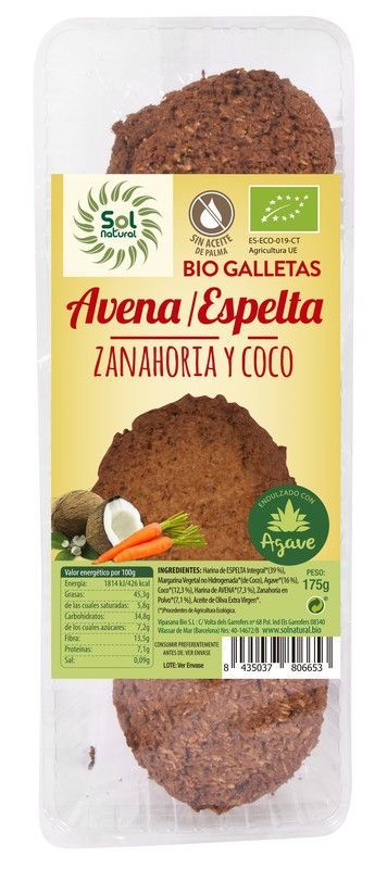 Galletas De Espelta-Avena Zanahoria Coco 175 G