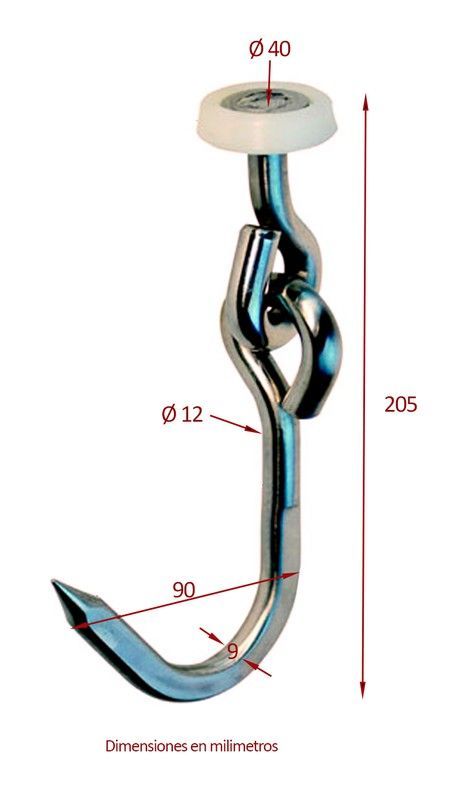 Gancho carne articulado simple inoxidable