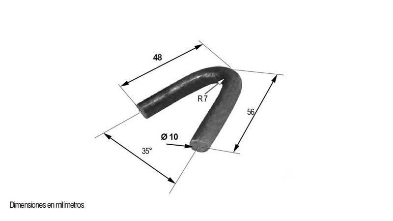 Gancho en forma de " V  " de varilla de hierro Ø 10 mm