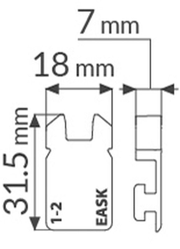Gancho vertical, espesor 7mm