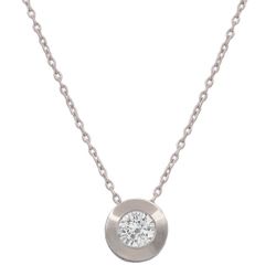 Gargantilla colgante con chatón de mujer en oro blanco 18k con circonita parte trasera esta forrada