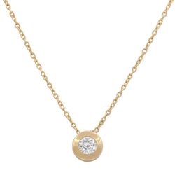 Gargantilla colgante de mujer con chatón en Oro de 18 K con circonita, parte trasera forrada, terminación en brillo