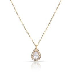 Gargantilla colgante mujer en oro 18k en forma de lágrima con circonitas