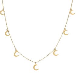 Gargantilla collar de mujer elaborado en oro de ley 18K cadena forzada decorada con siete lunas