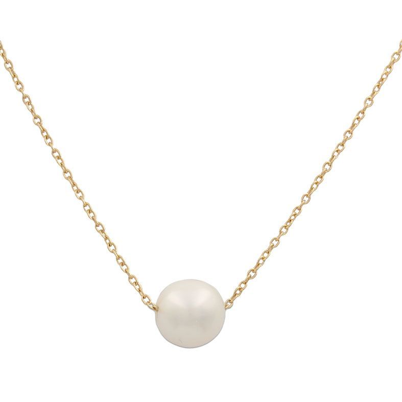 Gargantilla de mujer en oro 18K con cadena y perla cultivada esférica