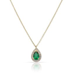 Gargantilla de mujer en oro 18k con circonitas y piedra central en crisopas verde