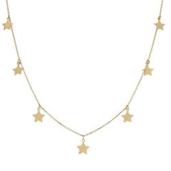 Gargantilla en oro 18K de mujer con cadena forzada decorada con siete estrellas colgando