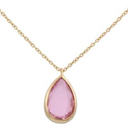 Gargantilla en oro de ley 18K mujer tipo lágrima con piedra rosa de francia